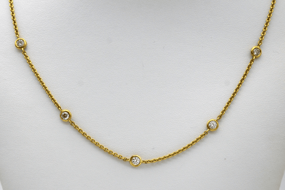 NECK01089 24" Bezel Set Diamond Chain Yellow gold