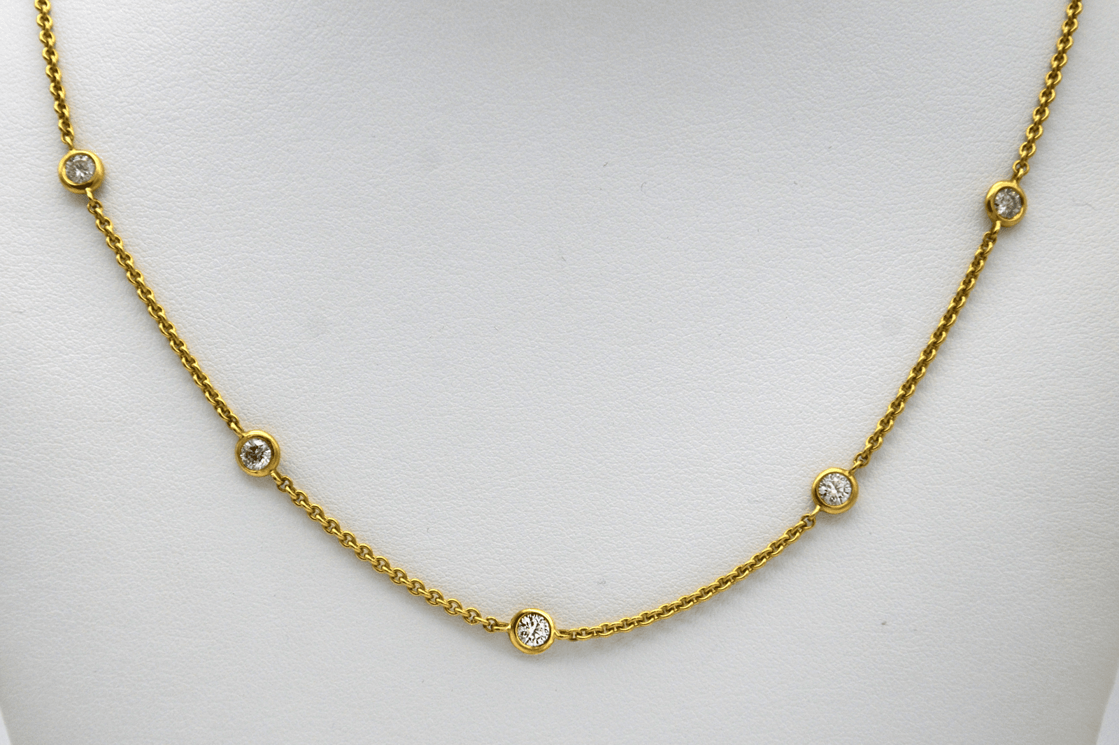 NECK01089 24" Bezel Set Diamond Chain Yellow gold
