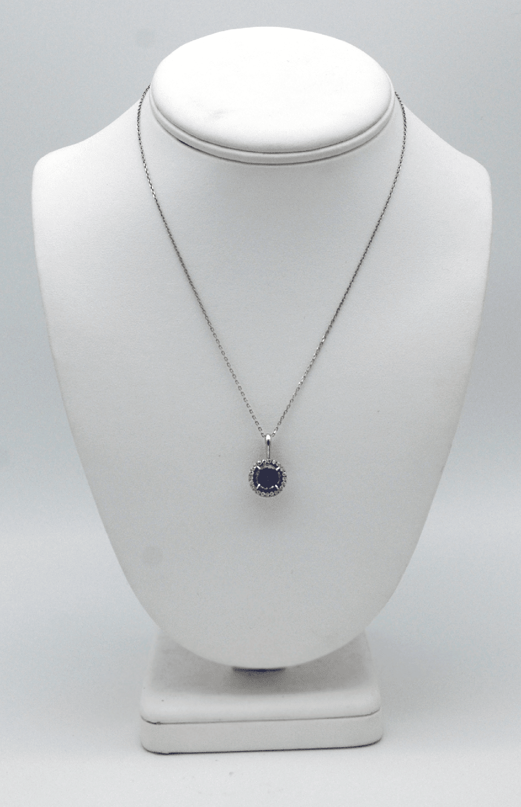 "PEND01225" Tanzanite Pendant with Diamond Halo 18K White Gold