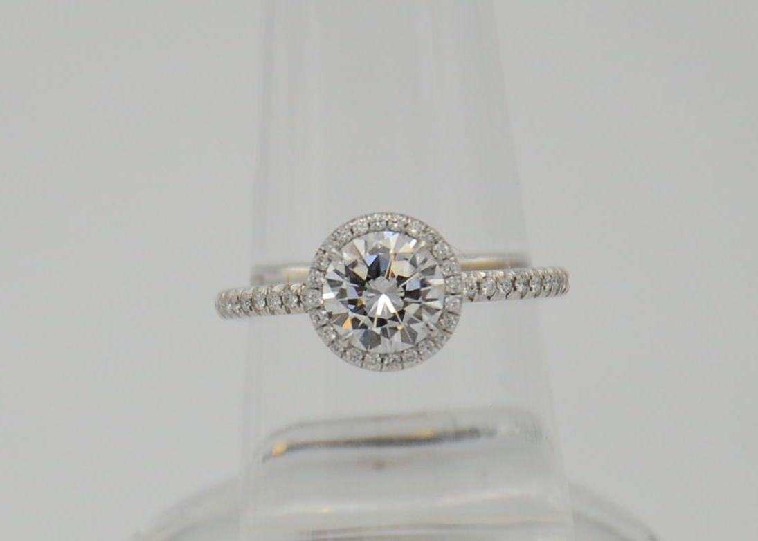 "ENGR03296" One Carat Halo Engagement Ring - Platinum Halo Ring