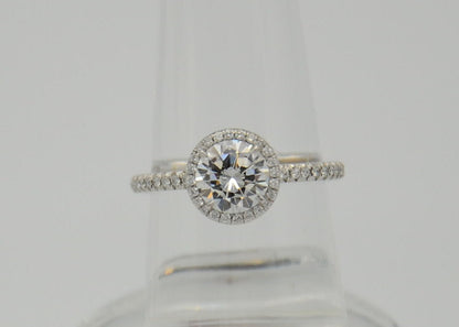 "ENGR03296" One Carat Halo Engagement Ring - Platinum Halo Ring