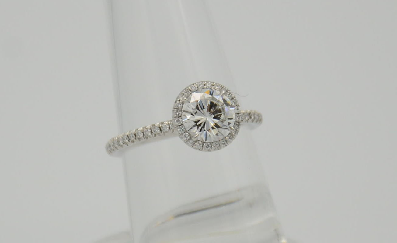 "ENGR03296" One Carat Halo Engagement Ring - Platinum Halo Ring