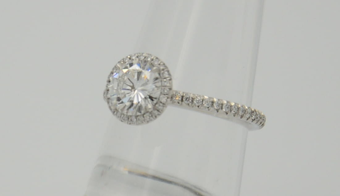 "ENGR03296" One Carat Halo Engagement Ring - Platinum Halo Ring