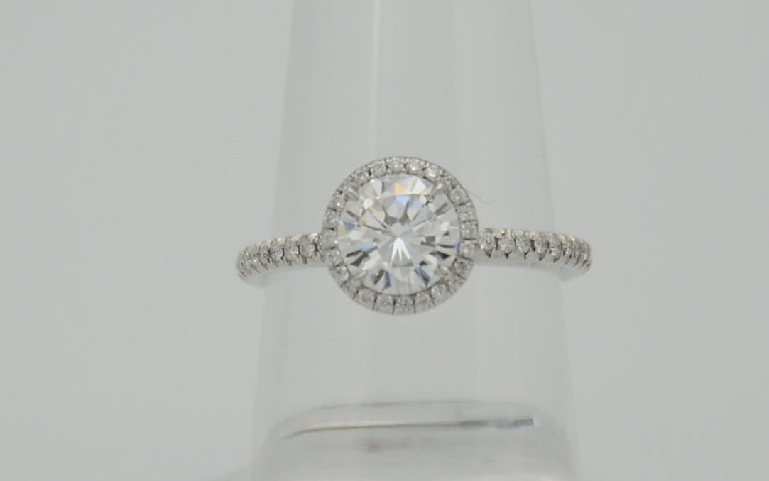 "ENGR03296" One Carat Halo Engagement Ring - Platinum Halo Ring