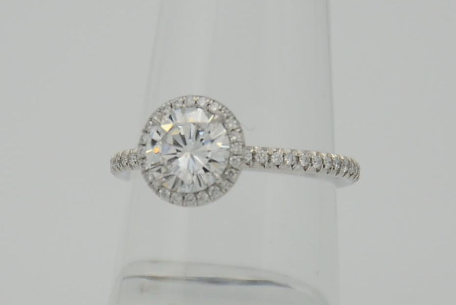 "ENGR03296" One Carat Halo Engagement Ring - Platinum Halo Ring