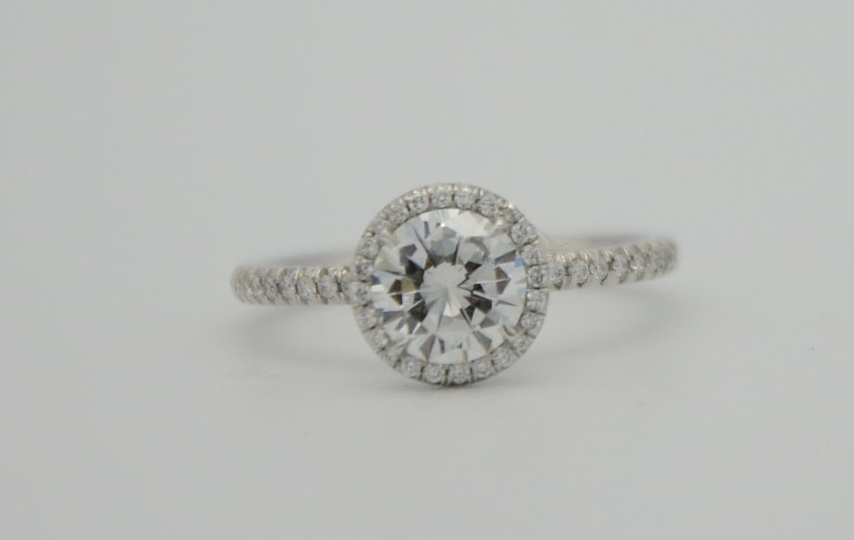 "ENGR03296" One Carat Halo Engagement Ring - Platinum Halo Ring