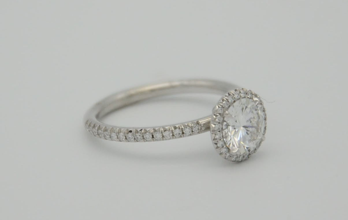 "ENGR03296" One Carat Halo Engagement Ring - Platinum Halo Ring