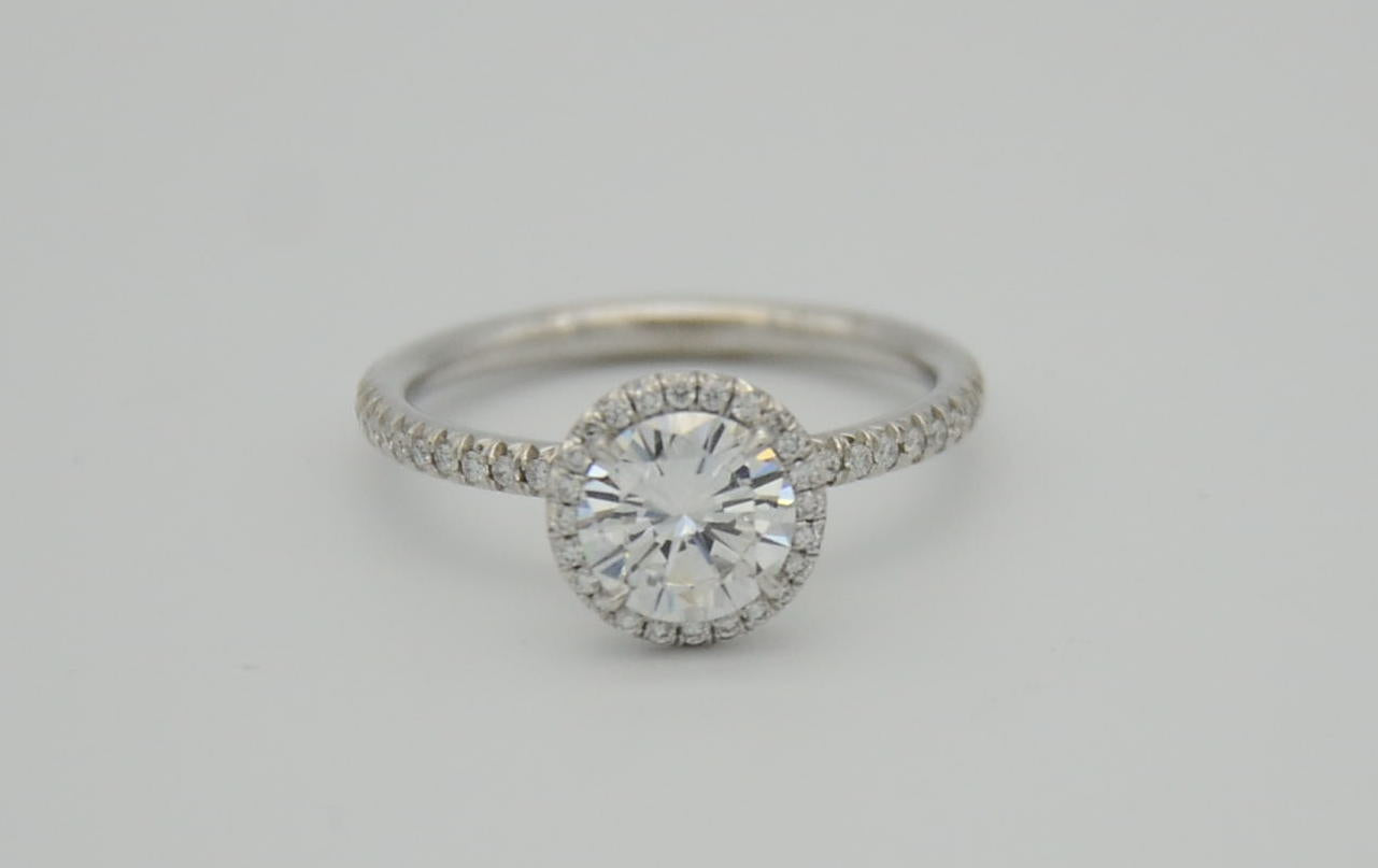 "ENGR03296" One Carat Halo Engagement Ring - Platinum Halo Ring