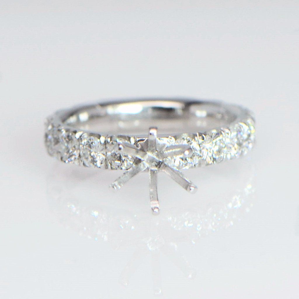 "ENGR02867" Scoop Pave Diamond Engagement Ring Sitting