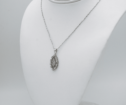 1.0 Carat Marquise Shaped Diamond Pave Pendant - White Gold Vintage Style Pendant