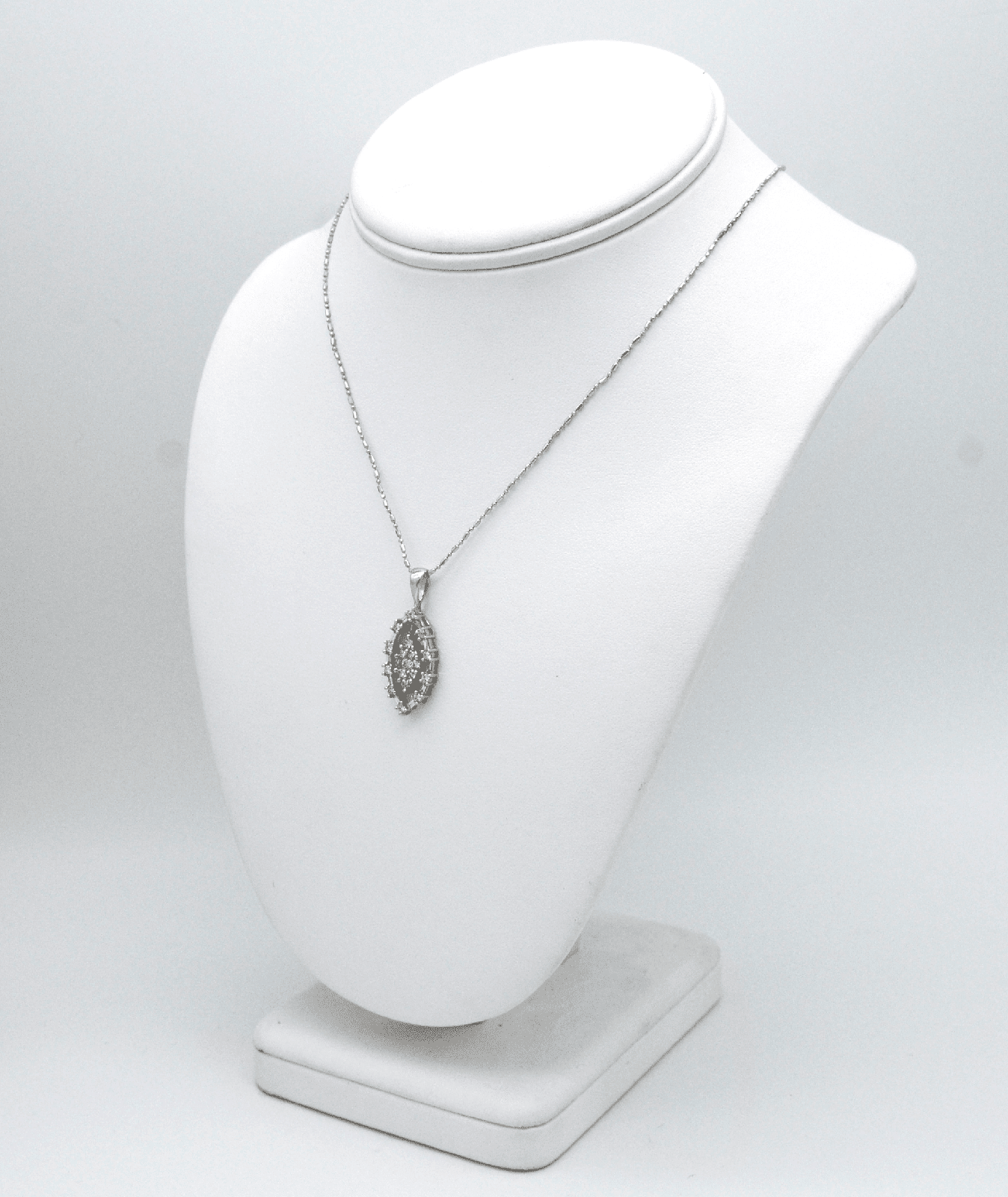 1.0 Carat Marquise Shaped Diamond Pave Pendant - White Gold Vintage Style Pendant