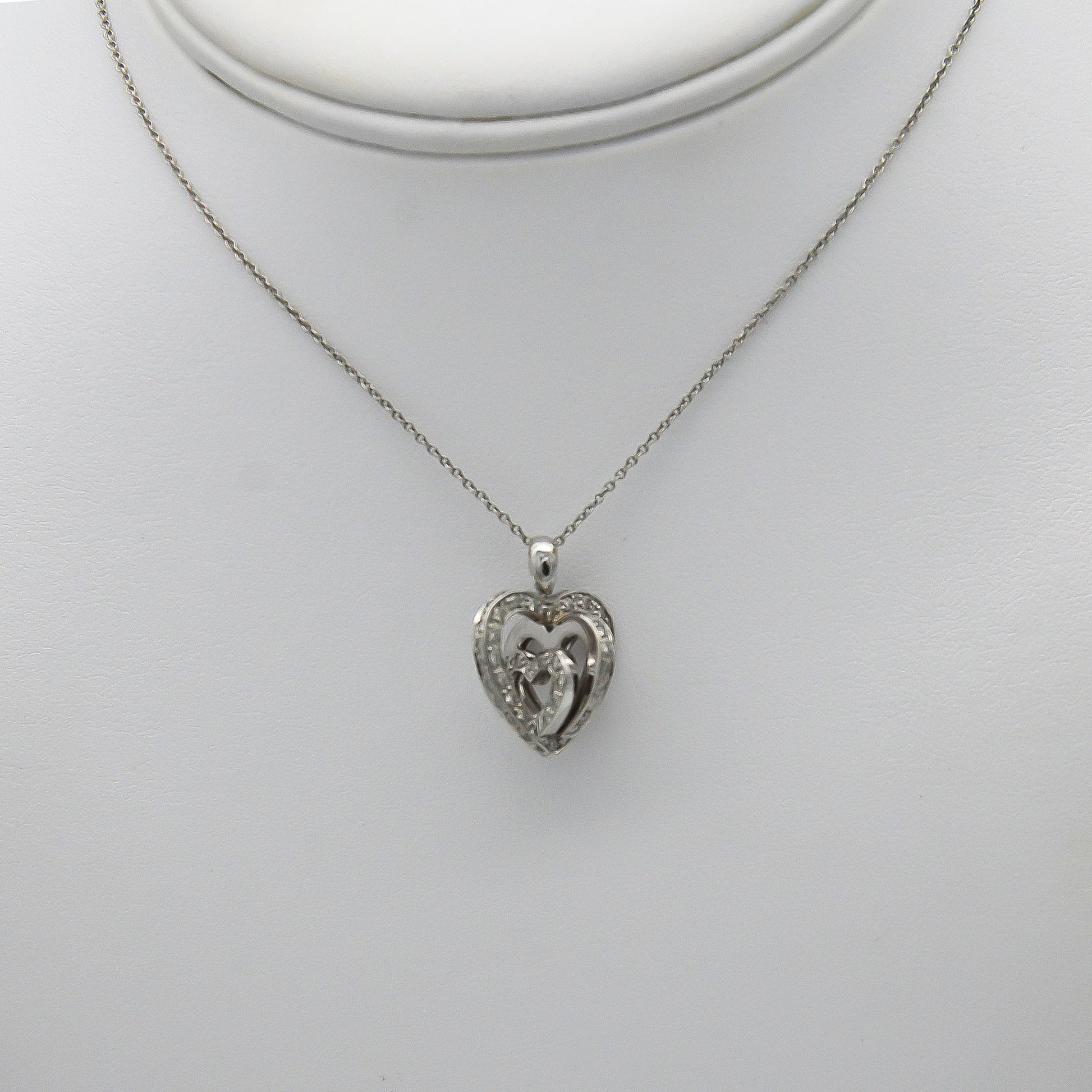 0.86 Carat 3D Heart Shaped Pave Diamond Pendant Necklace
