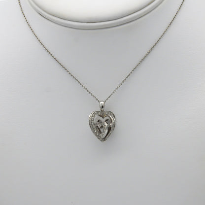 0.86 Carat 3D Heart Shaped Pave Diamond Pendant Necklace