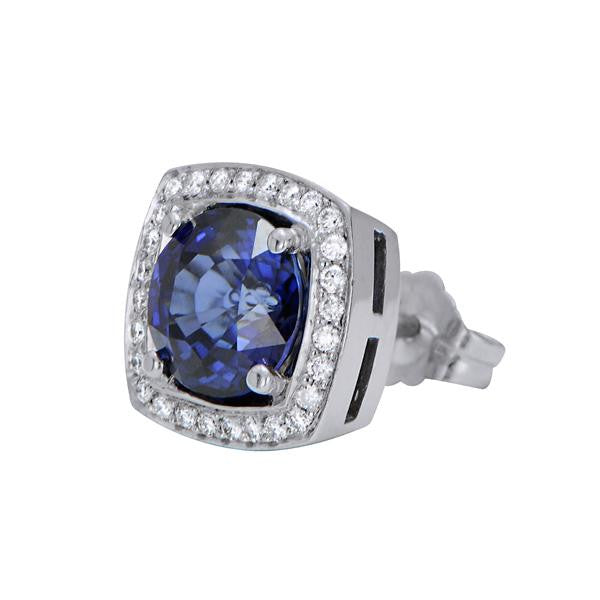 "EARR00334" Sapphire Diamond Earrings In 18k White Gold