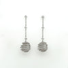 3.92 Carat Round Spiral Dangle Earrings in 18K White Gold