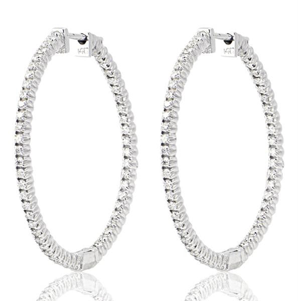 "EARR00231" Pave Diamond Hoop Earrings in 14K White Gold