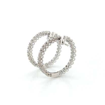2.26 Carat Round Hoop Diamond Earrings in 14K White Gold