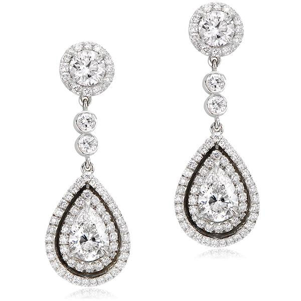 "EARR00350" Pear Shape Chandelier Earrings in Platinumin Platinum 4.20 ct. tw.