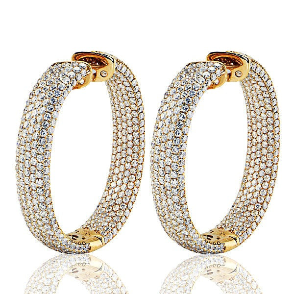 "EARR00353" 18K Rose Gold Oval Shape Diamond Hoop Earrings