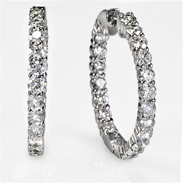 "EARR00387" Diamond Hoop Earrings in 18K White Gold EARR00387
