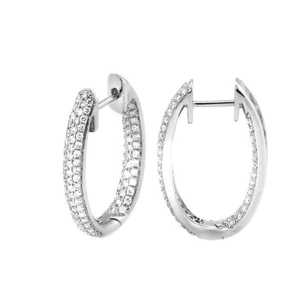"EARR00411" Micro Pave Diamond Hoops in 18K White Gold