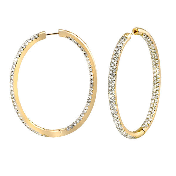 "EARR00413" Oval Pave Diamond Hoops