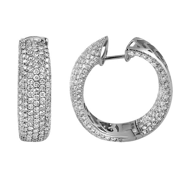 "EARR00415" Oval Pave Diamond Hoops in 18K White Gold EARR00415