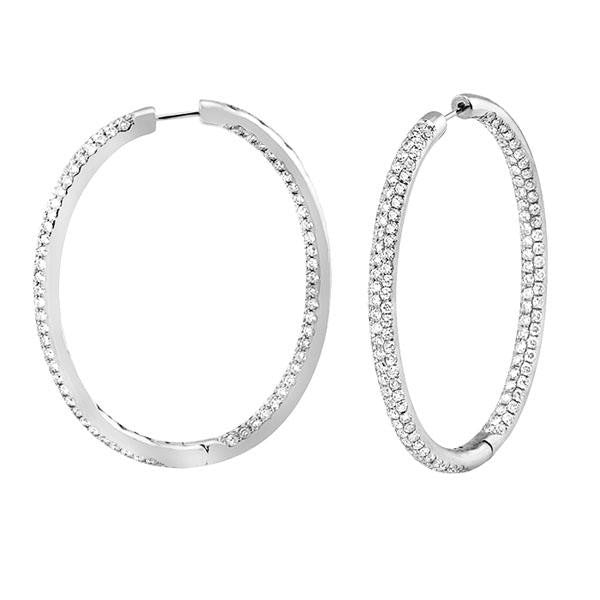 "EARR00416" Oval Pave Diamond Hoops in 18K White Gold 9.16 ct. tw.