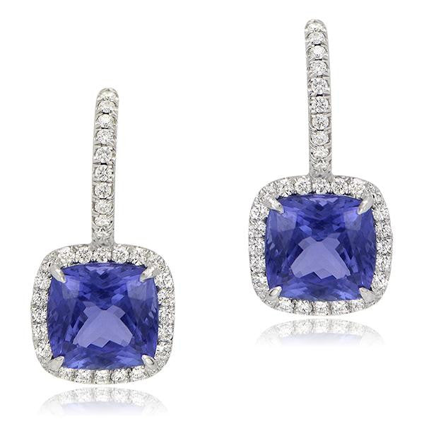 "EARR00440" Tanzanite And Diamond Earrings In 18k White Gold