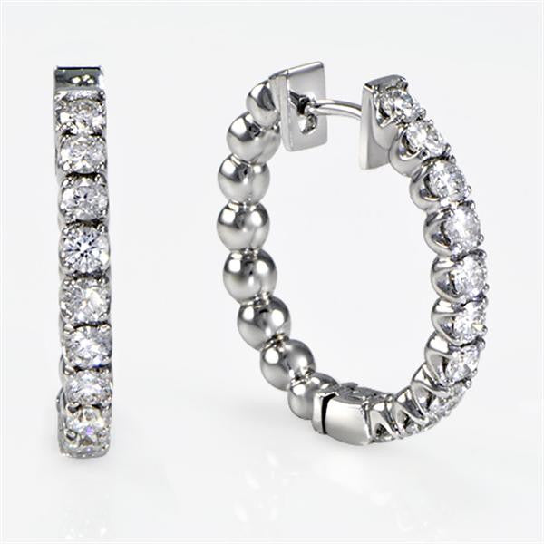 "EARR00450" 1.60 Carat Diamond Hoop Earrings in 18K White Gold