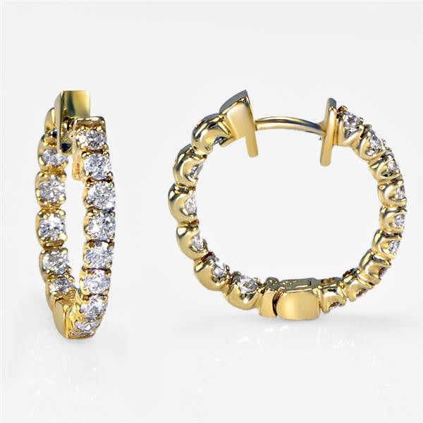 "EARR00455" Diamond Hoop Earrings in Yellow Gold 1.30cts