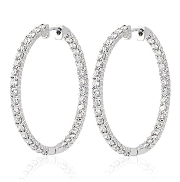 "EARR00469" Pave Set Hoop Diamond Earrings in 18K White Gold EARR00469