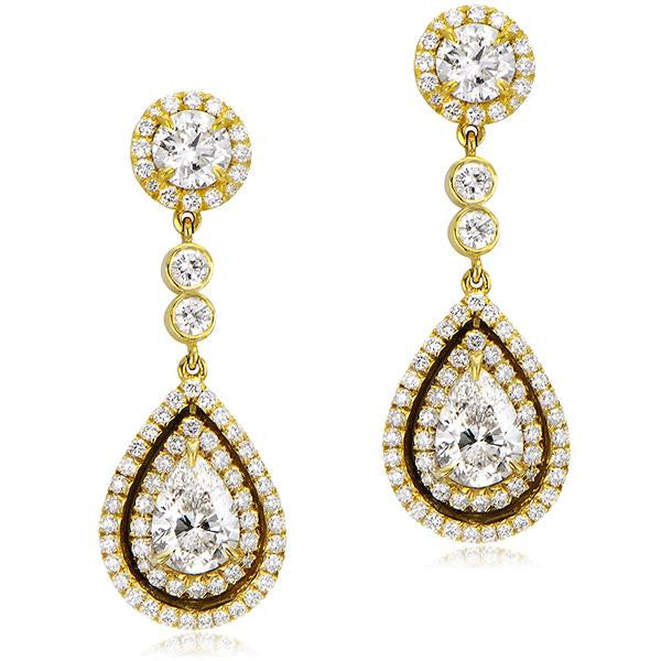 "EARR00490" Pear Shape Chandelier Earrings in Yellow Goldin 18K Yellow Gold 3.99 ct. tw.