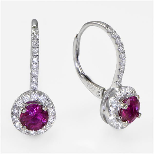 "EARR00538' Ruby Diamond Drop Earrings