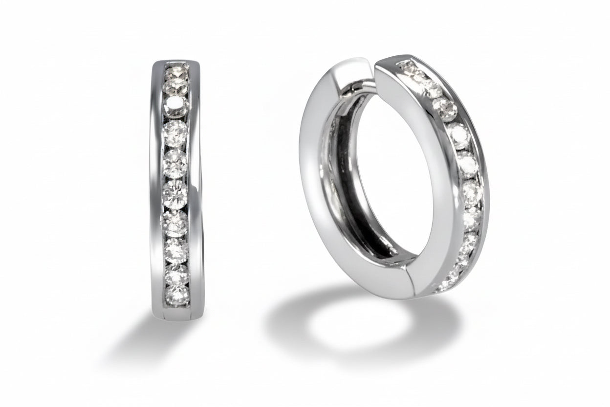 "EARR00545" 0.40 Carat Diamond Hoop Earrings in 18K White Gold