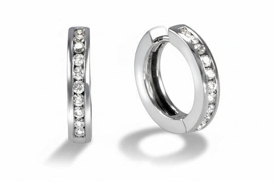 "EARR00545" 0.40 Carat Diamond Hoop Earrings in 18K White Gold