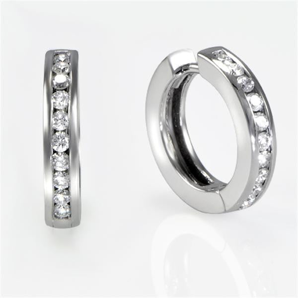 "EARR00545" 0.40 Carat Diamond Hoop Earrings in 18K White Gold