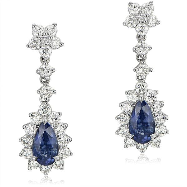 "EARR00576" Sapphire And Diamond Earrings In 18k White Gold