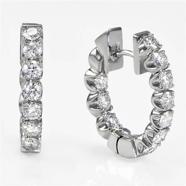 "EARR00627" 2.03 Carat Diamond Hoop Earrings in 18K White Gold