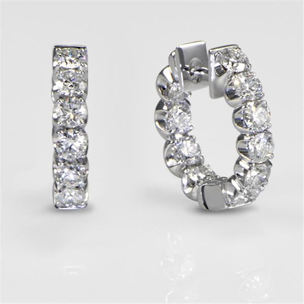 "EARR00633" Diamond Hoop Earrings in 18K White Gold EARR00633