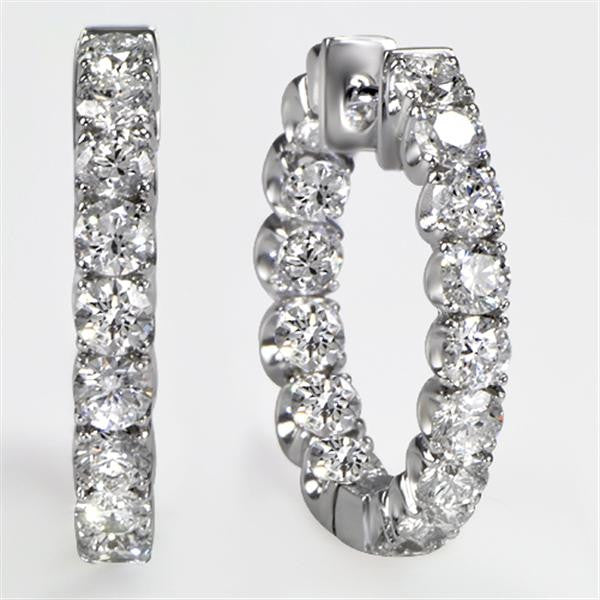 "EARR00634" 5.75ct Diamond Hoop Earrings in 18K White Gold 5.75 ct. tw.