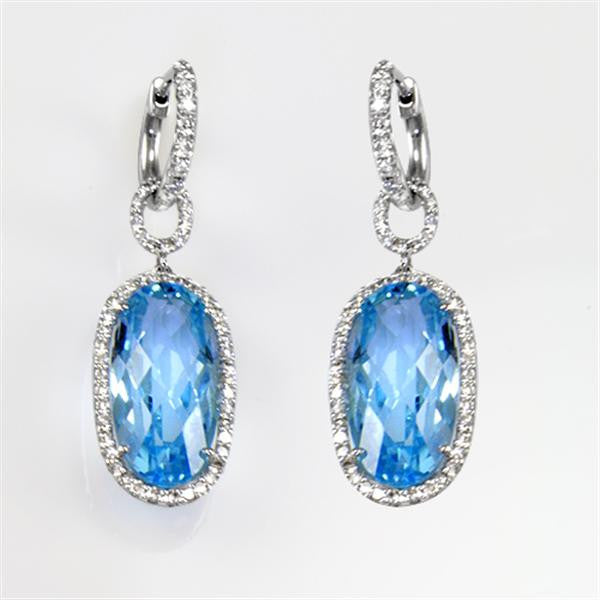 "EARR00643" Blue Topaz And Diamond Earrings in 18K White Gold 0.96 ct. tw.
