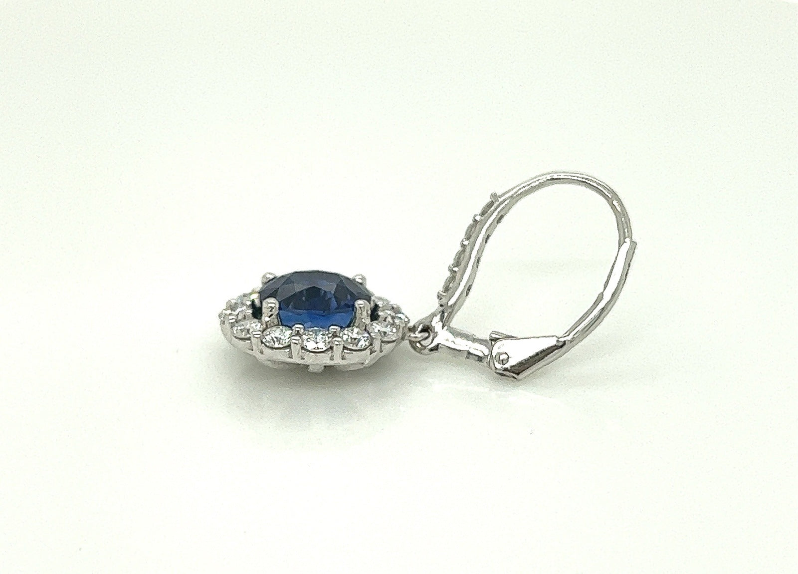 5.11 Total Carat Diamond and Sapphire Dangle Earrings in 18K White Gold