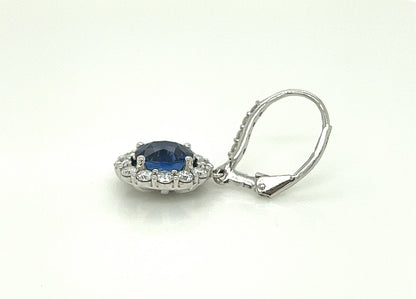 5.11 Total Carat Diamond and Sapphire Dangle Earrings in 18K White Gold