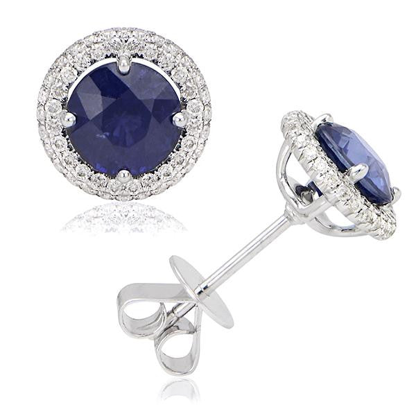 "EARR00740" Sapphire And Diamond Earrings In 18k White Gold
