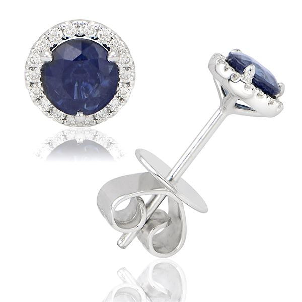 "EARR00743" Sapphire And Diamond Earrings In 18k White Gold