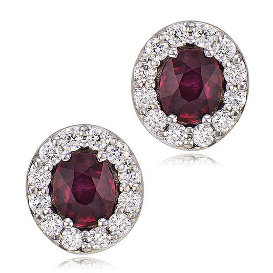 "EARR00755" Ruby Diamond EarringsIn 18k White Gold
