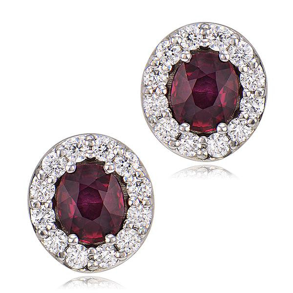 "EARR00755" Ruby Diamond EarringsIn 18k White Gold