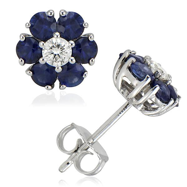 "EARR00799" Diamond And Sapphire Earrings In 18k White Gold