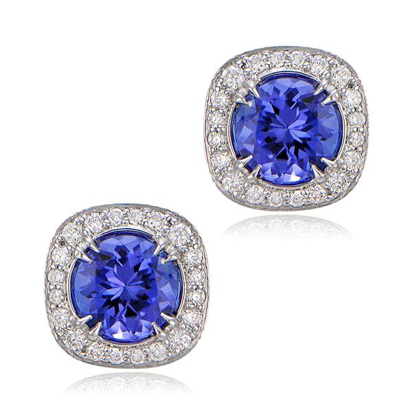 "EARR00828" Tanzanite And Diamond Earrings In 18k White Gold